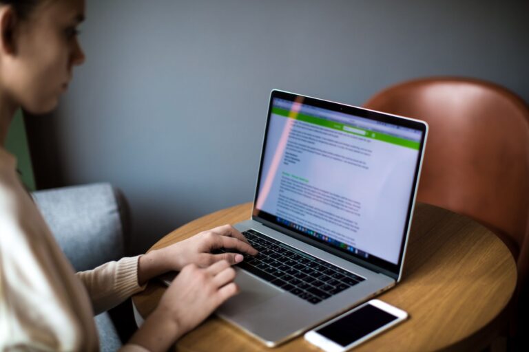 person looking at laptop screen on web browser