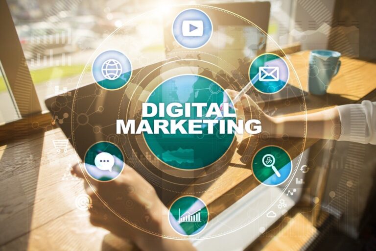 Digital Marketing graphic with icons